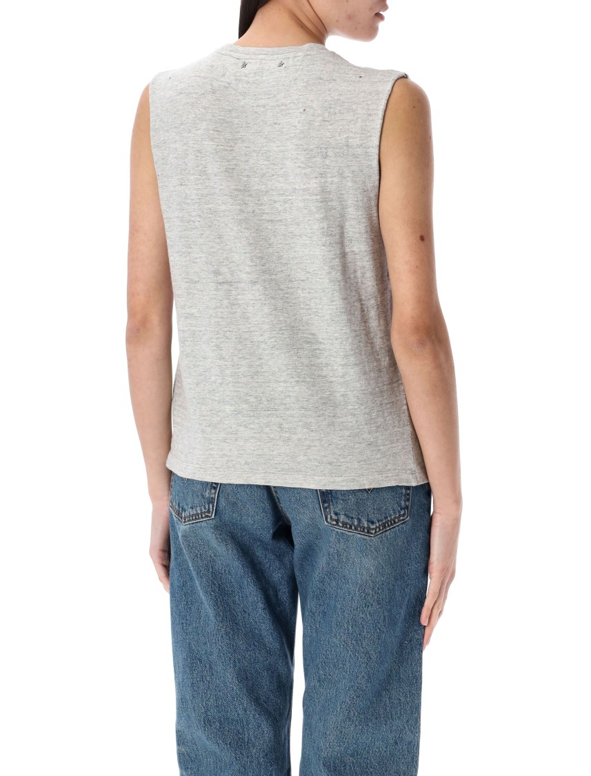Golden Goose Grey Crewneck Top With Logo Lettering Print On The Front In Grey