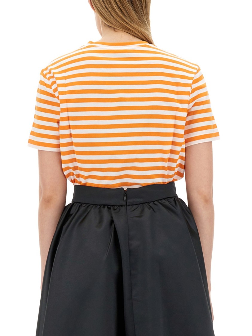 Shop Patou Logo-emblazoned Cotton T-shirt With Bold Stripes In Black