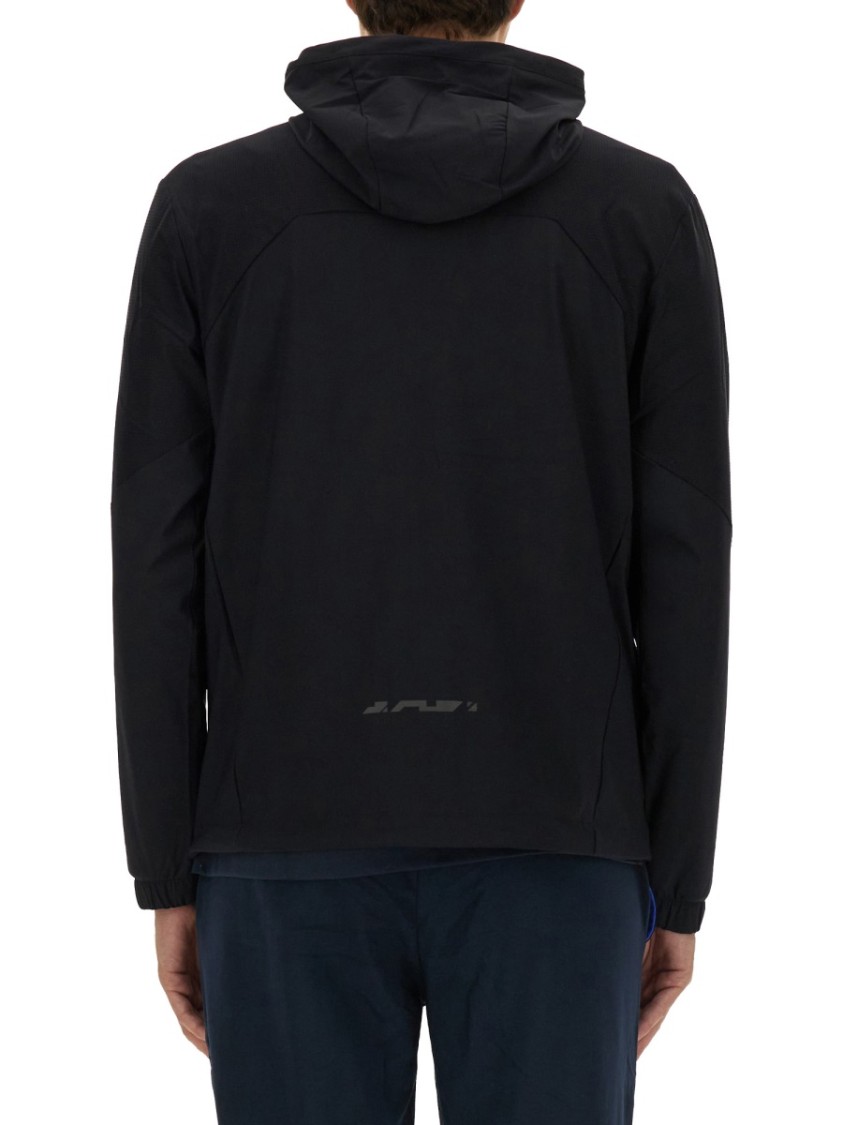 Hugo Boss Regular-fit Zip-up Hoodie With Quick-dry Performance In Black