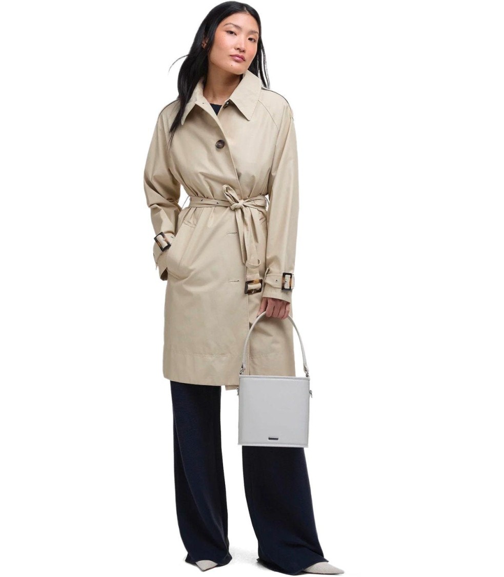Barbour Maia Light Sand Trenchcoat In White