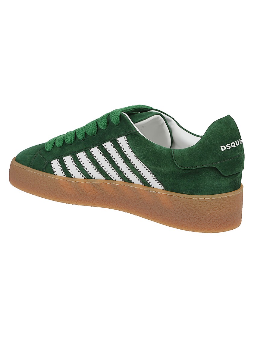 Dsquared2 Textured Green Sneakers With Retro Patch And Chunky Sole In Black