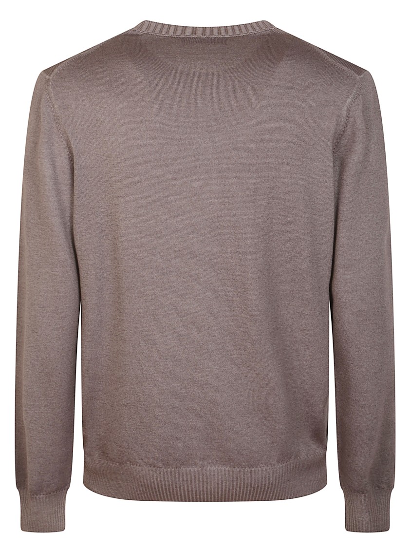 Fay Walnut Virgin Wool Sweater With Iconic Embroidered Logo In Brown
