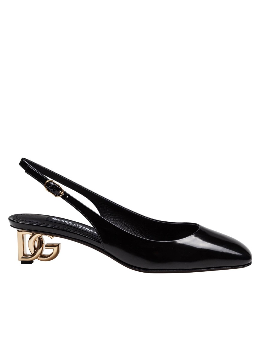 Dolce & Gabbana Black Décolleté With Dg Logo On The Heel In Black