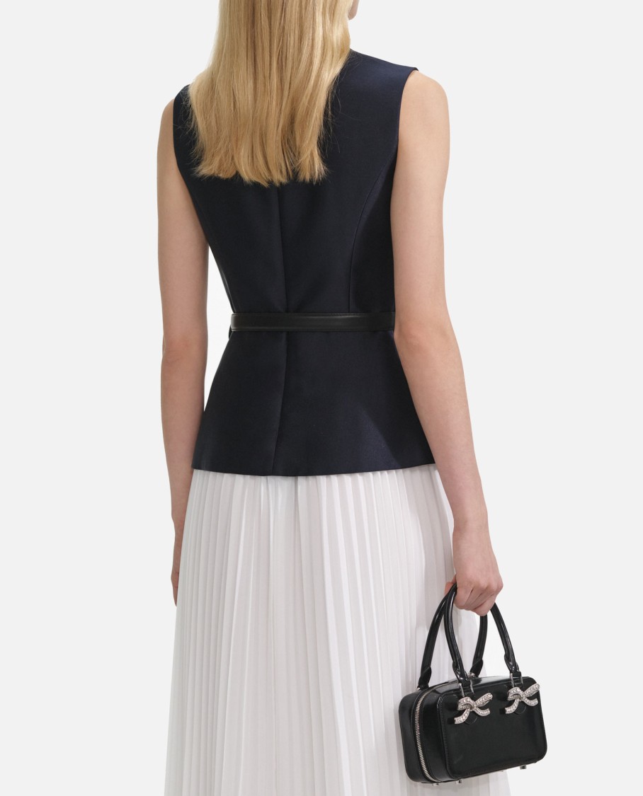 Self-portrait Navy Taffeta Midi Dress In Blue