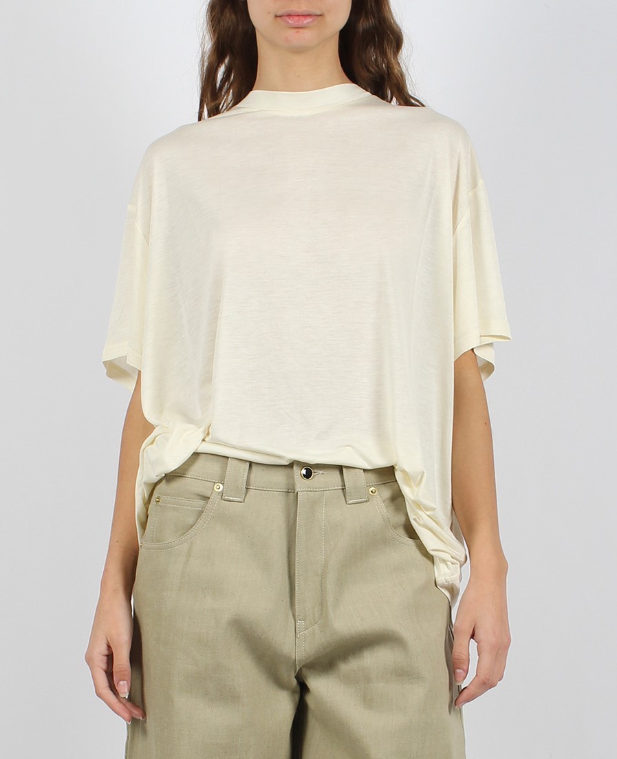Darkpark Oversized Cotton T-shirt With Unique Vertical Button Closure