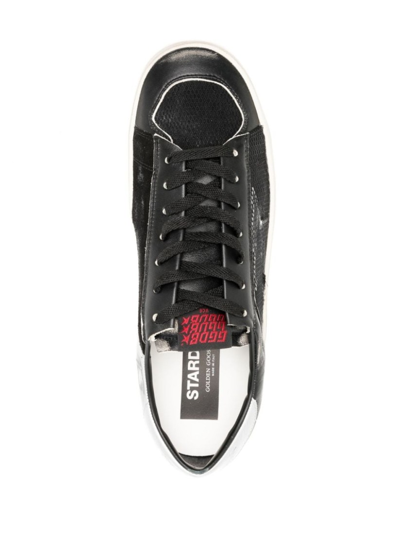 Golden Goose Black Leather Sneakers With Textured Detailing