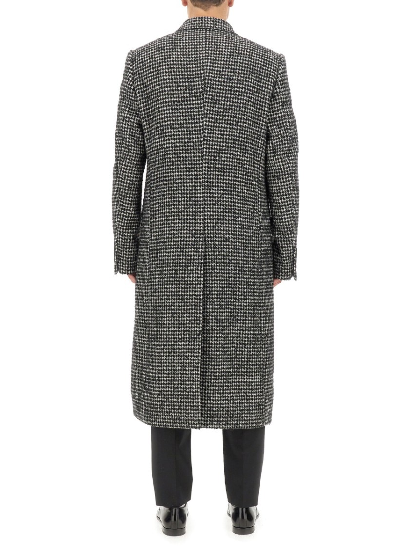 Dolce & Gabbana Re Edition Coat In Houndstooth Wool In Black