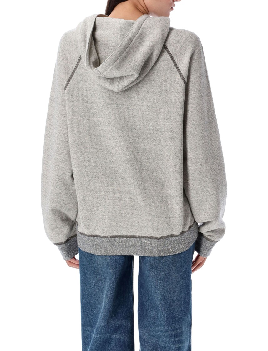 Chloé Cotton Blend Sweatshirt With Drawstring Hood And Logo In Gray
