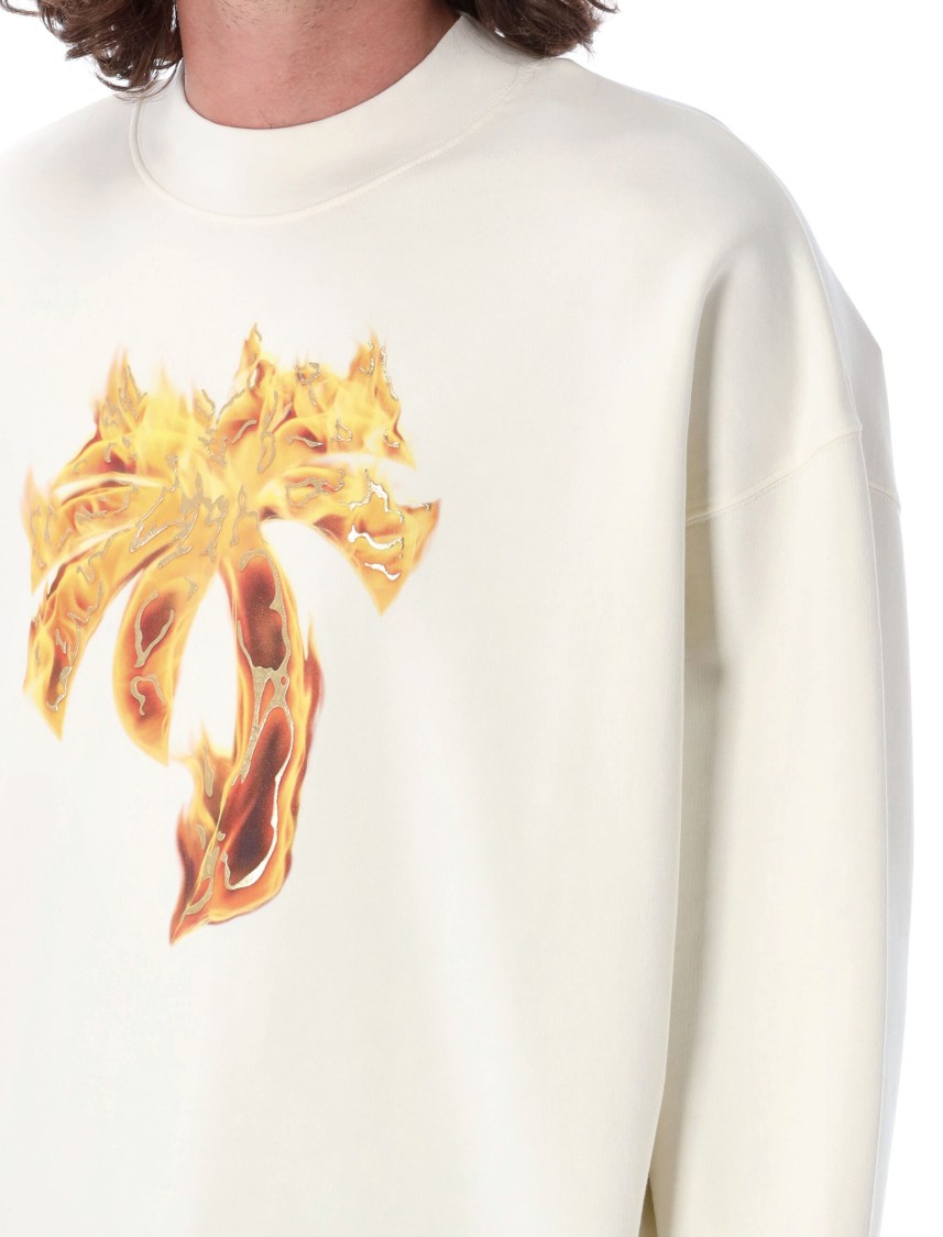 Shop Palm Angels Crew Neck Burning Palm T-shirt