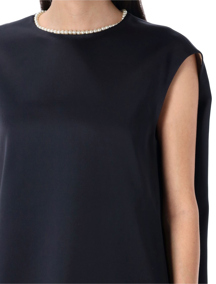 Shop Carven Cocoon Top With Mock-pearls Trim In Black
