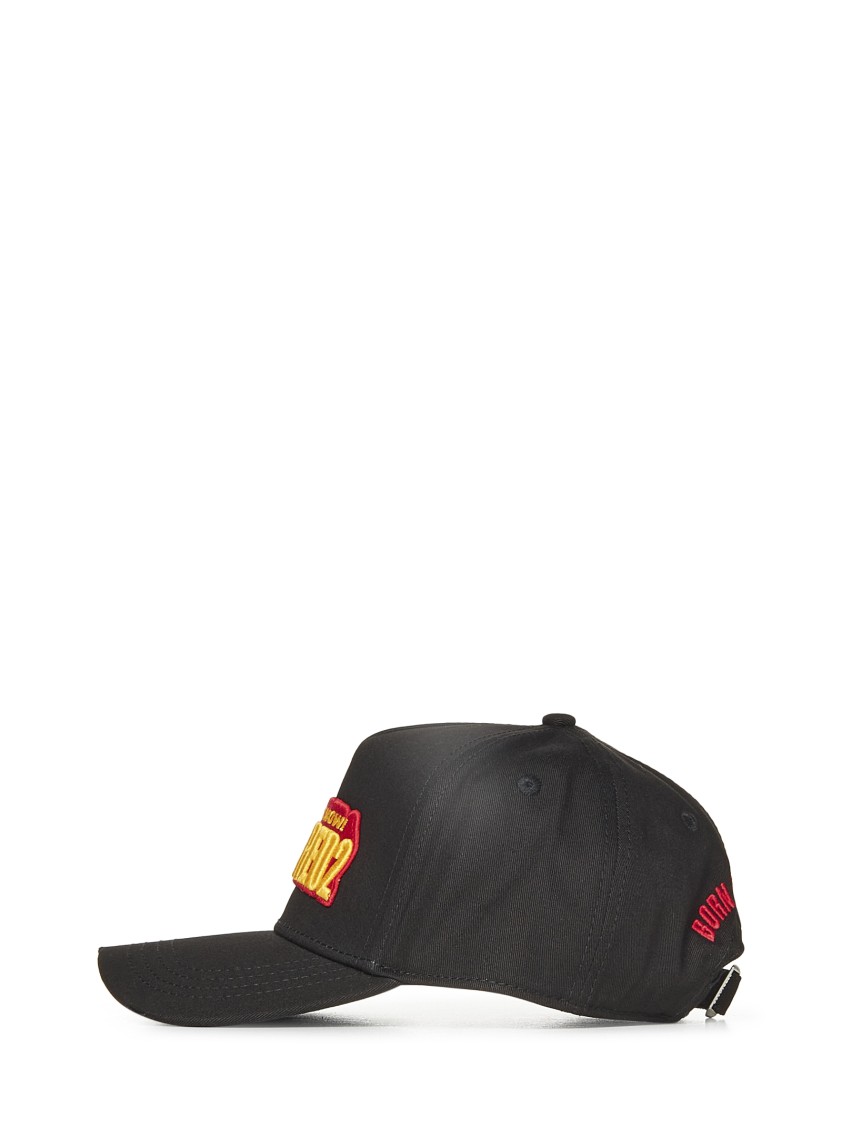Dsquared2 Black Cotton Baseball Cap With Logo Patch In Black