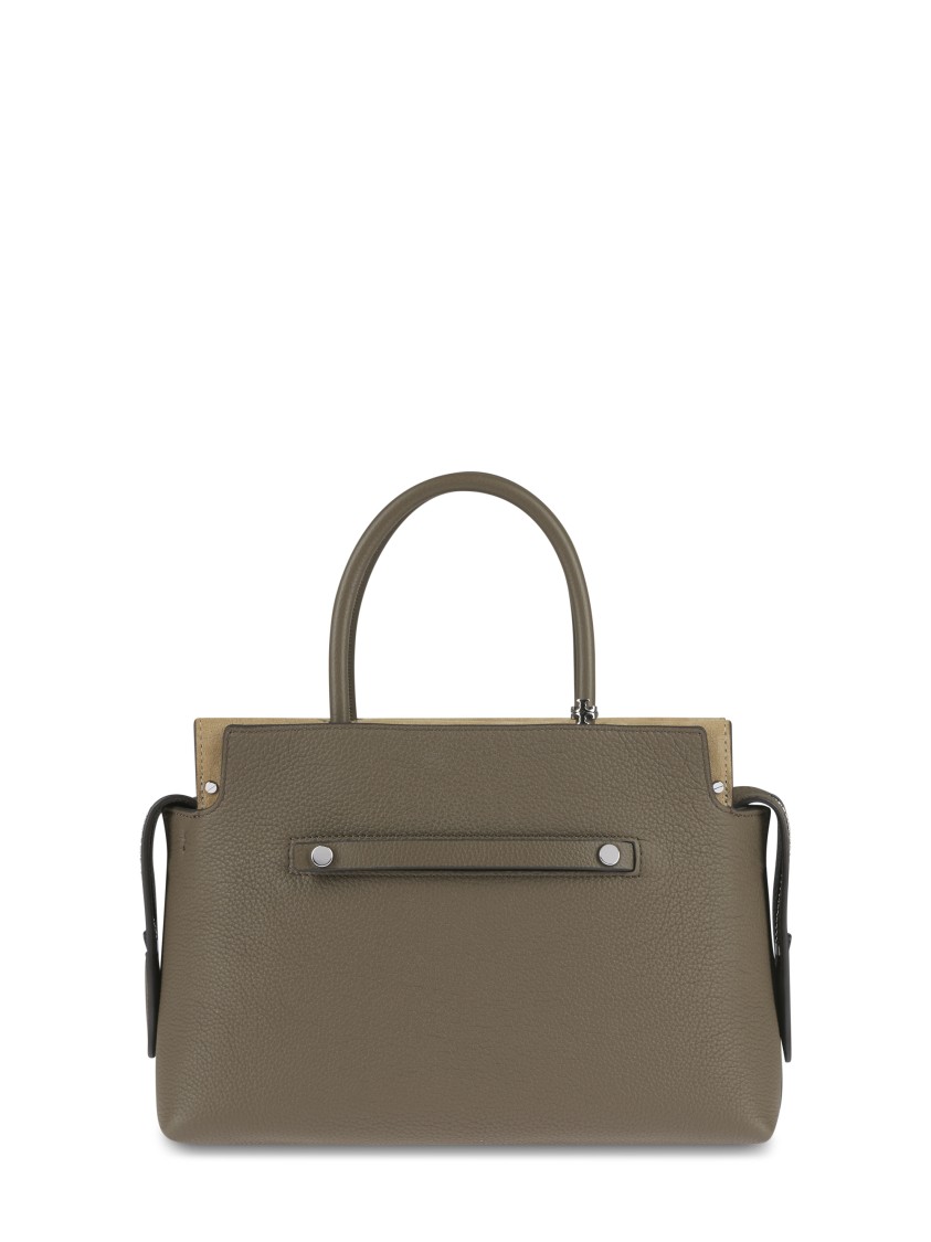 Tory Burch Mercer Pebbled Satchel With Structured Silhouette In Gray
