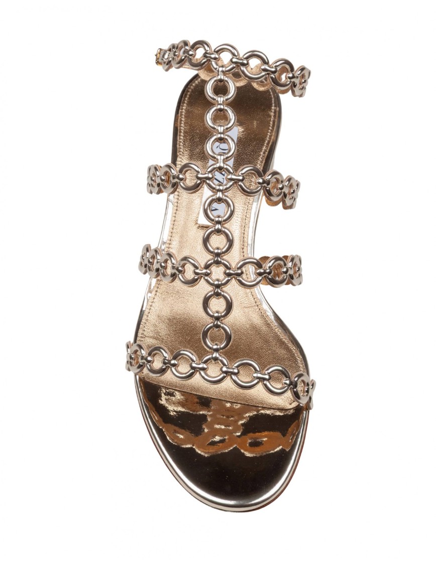 Aquazzura Infinity Chain Sandal In Mirrored Leather