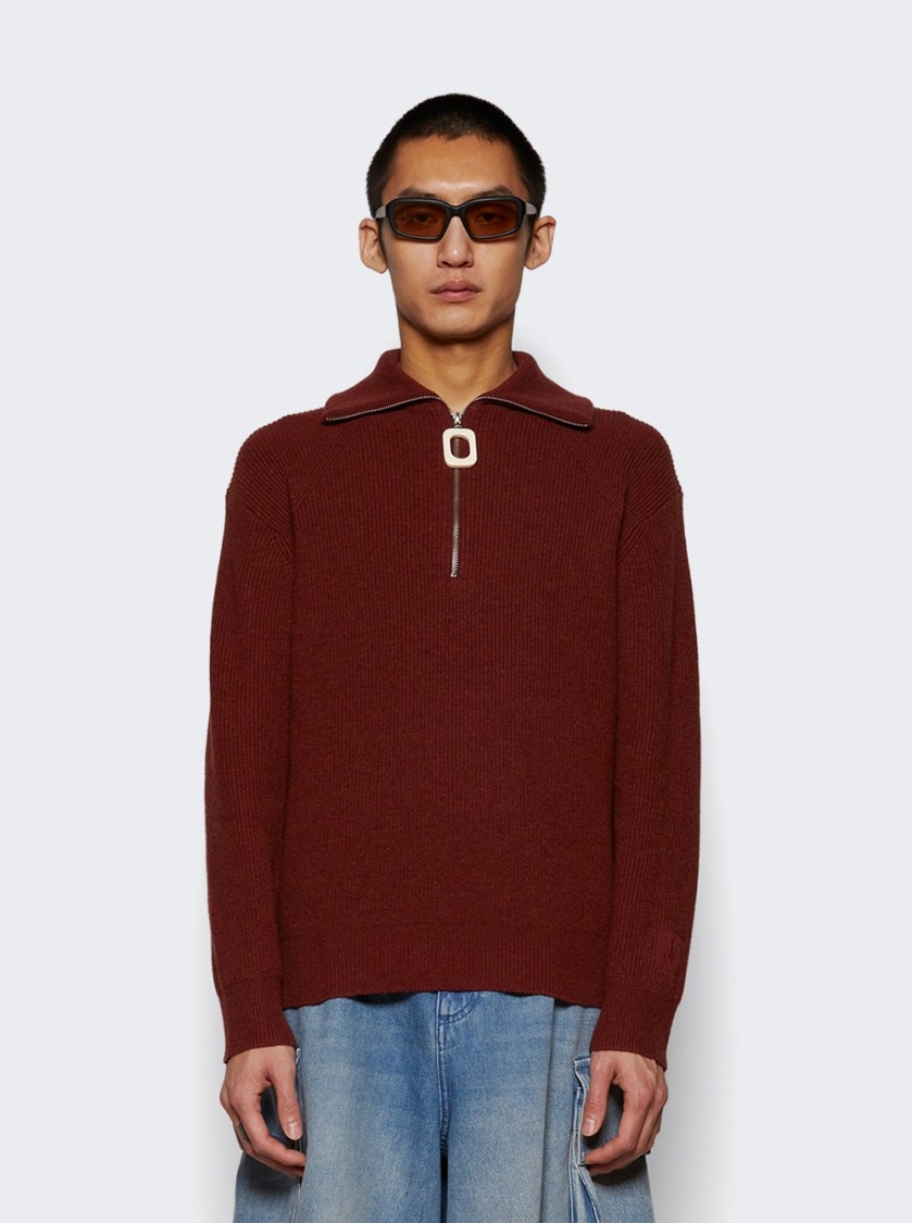 Jw Anderson J. W. Anderson Half Zip Sweater Rust In Brown