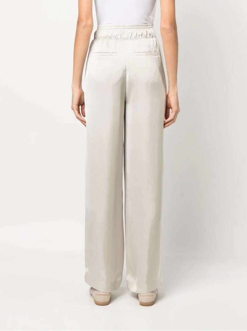 Brunello Cucinelli Elegant Wide-leg Trousers With Comfortable Elastic Waistband And Refined Finish In Gray