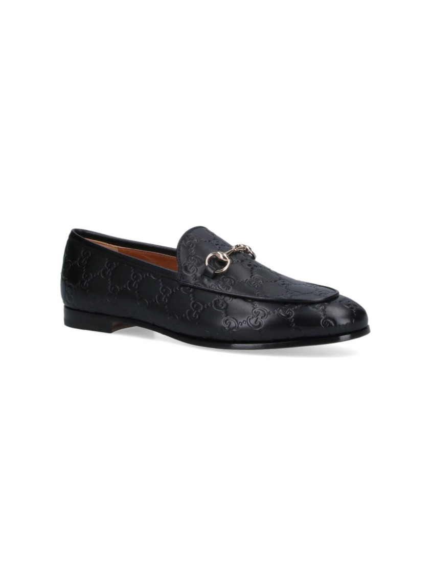 Gucci Jordaan Embossed Leather Loafers In Black