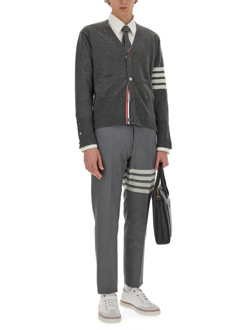Thom Browne 4-bar Cardigan In Gray