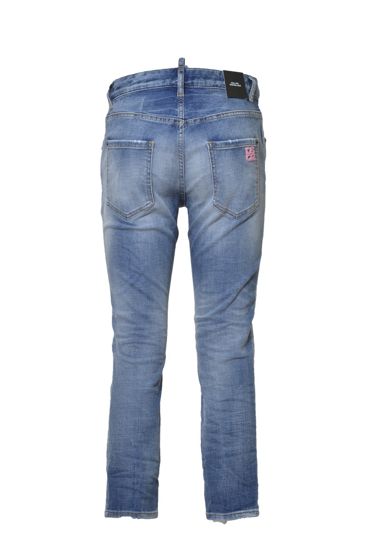 Dsquared2 Distressed-effect Cropped Jeans Woman Jeans Blue Size 10 Cotton In Grey