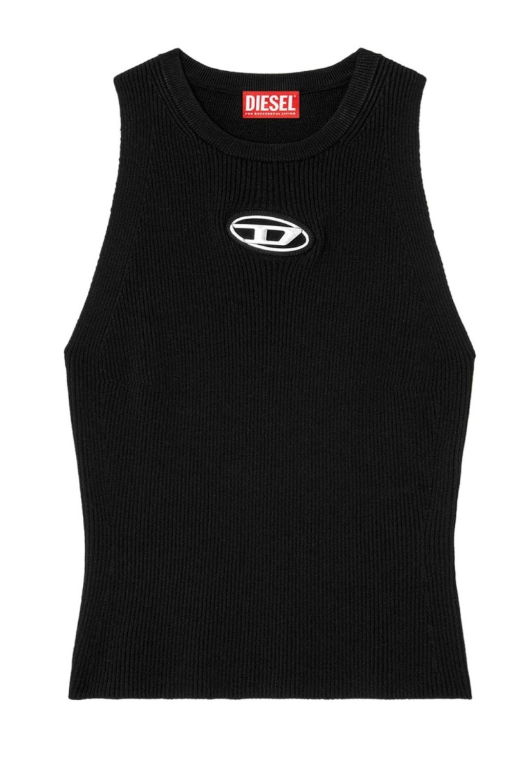 Diesel M Onerva Knitted Top With Logo Plaque In Black