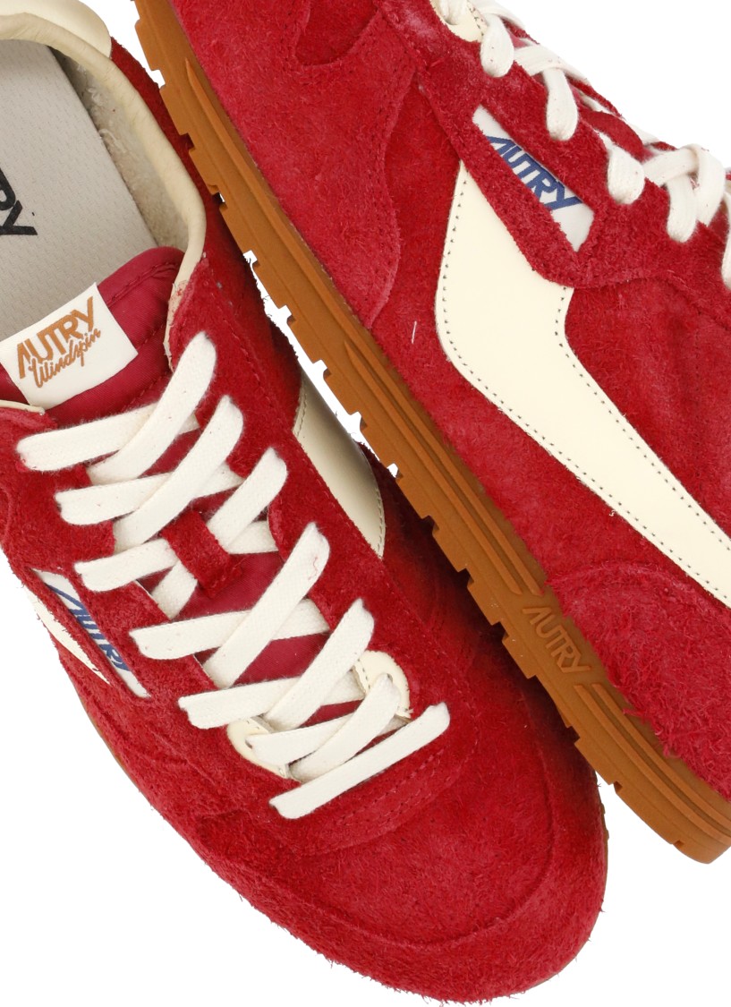 Autry Windspin Sneakers In Suede And Parrot Leather And Rutabaga In Red