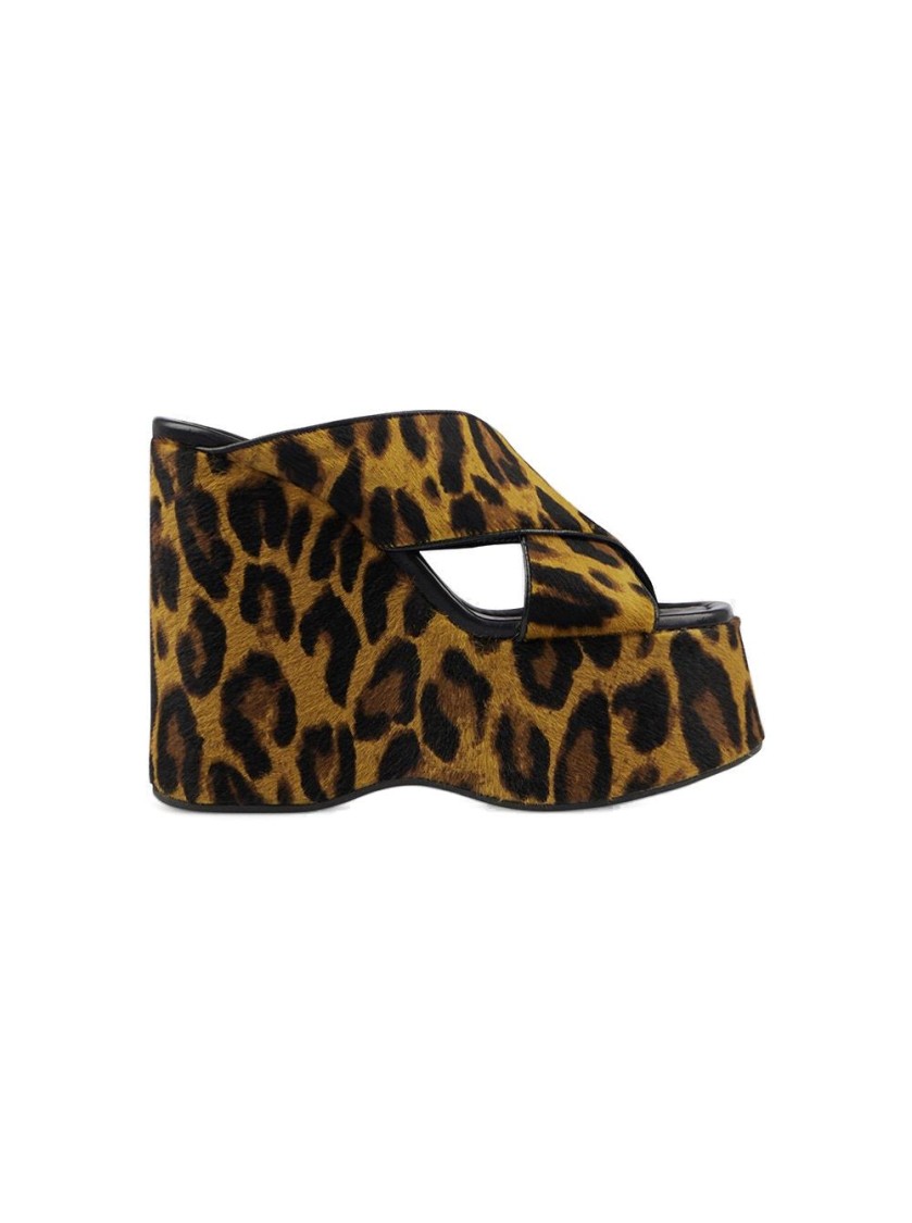 Paris Texas Mara Mule - Mustard Leopard-print