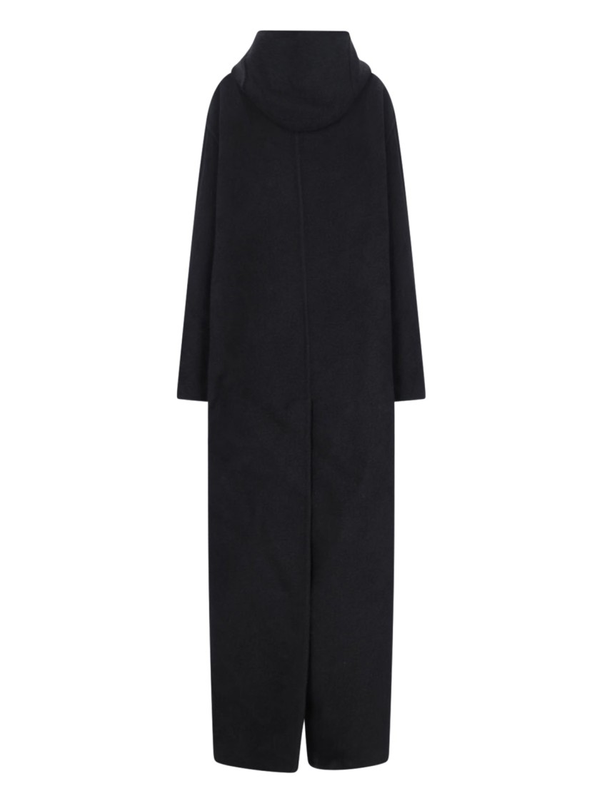 Rick Owens Maxi Coat With Hood In Black