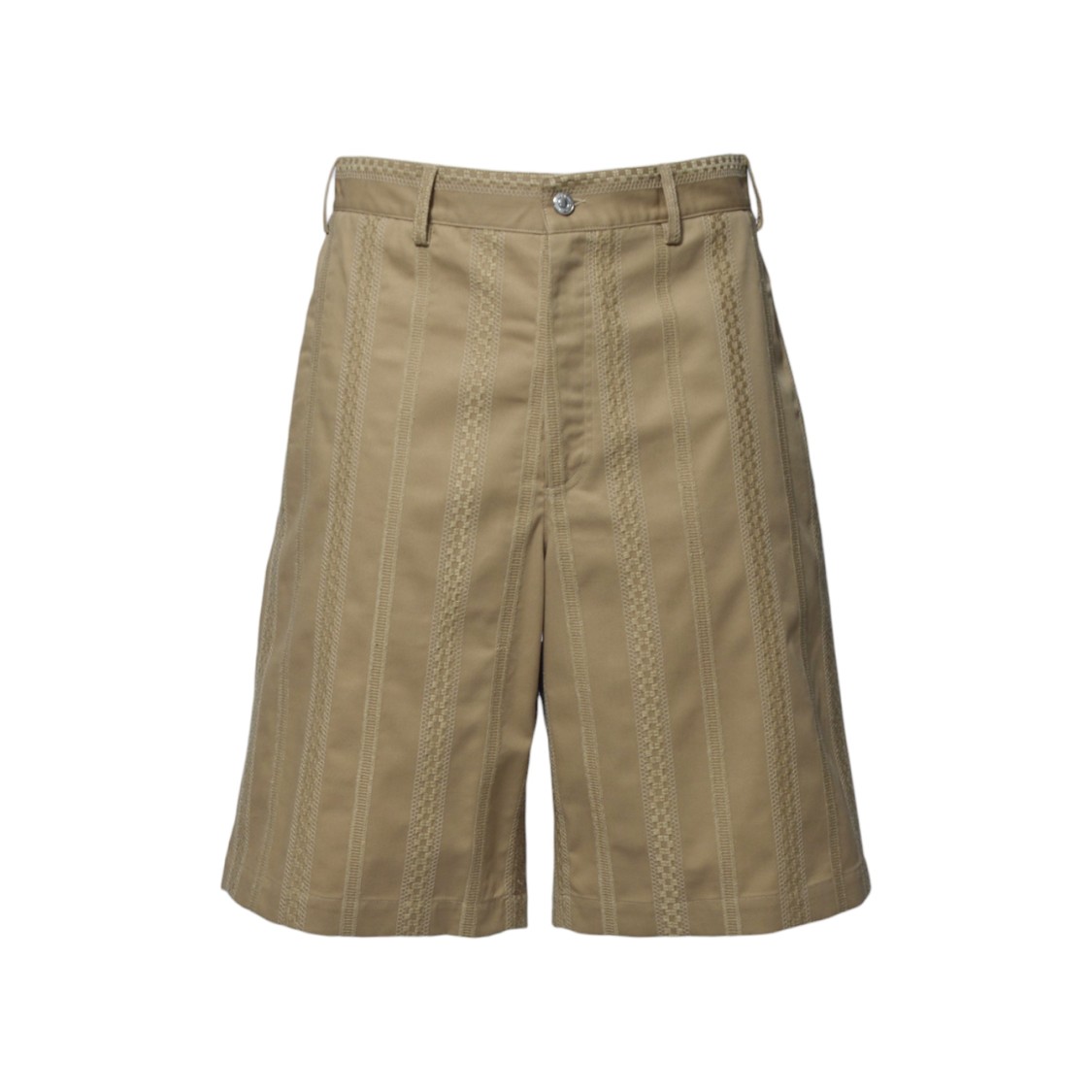 Msgm Camel Cotton Shorts With Embroidery In Neutrals