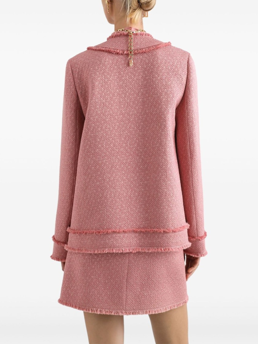 Dolce & Gabbana Rachel Tweed Single-breasted Collarless Jacket In Pink