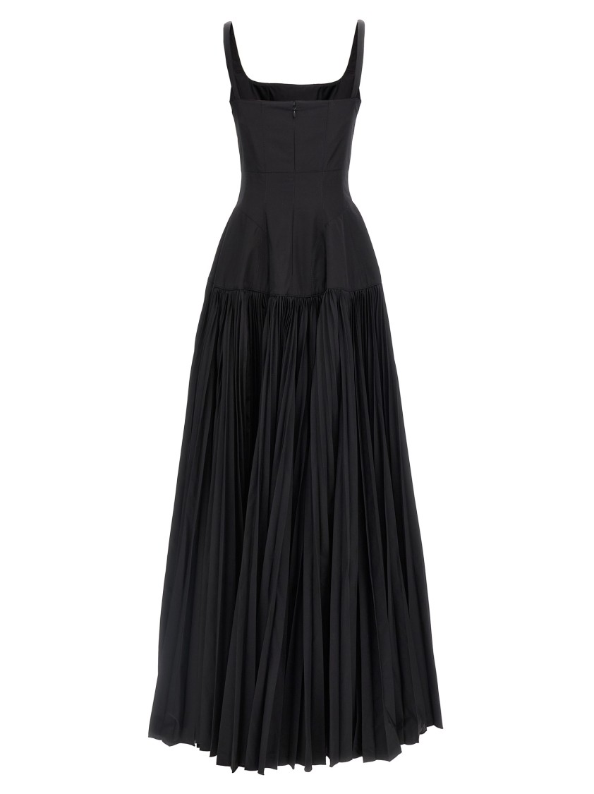 Giovanni Bedin Long Dress With Wide Pleated Skirt In Black