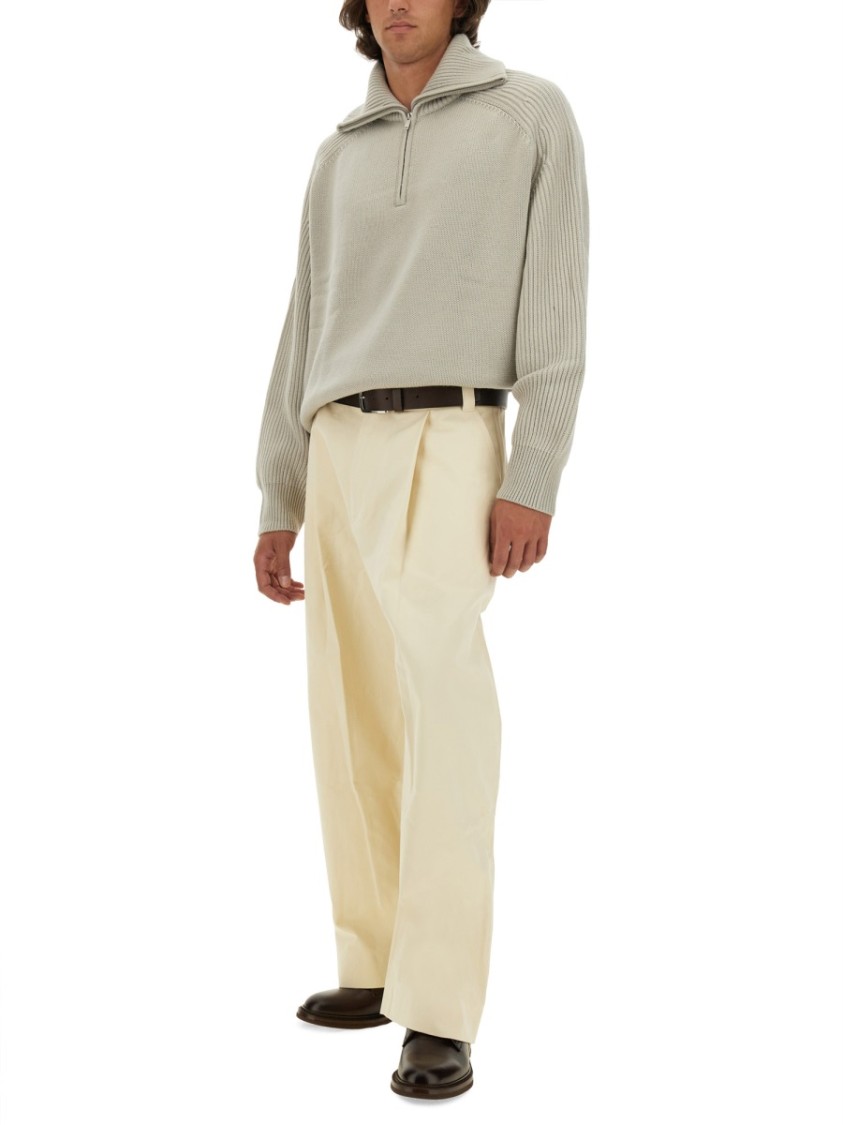 Studio Nicholson Merino Wool Quarter-zip Sweater In Neutrals
