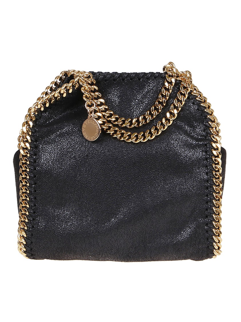 Stella Mccartney Tiny Tote Falabella With Silver Chain In Black