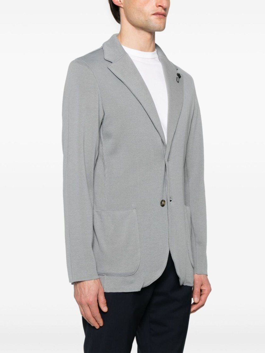 Lardini Medium Grey Cotton Jacket With Notched Lapels In Grey