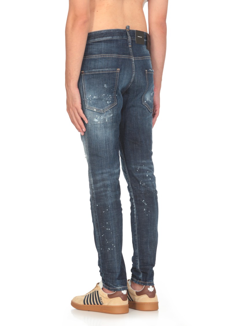 Dsquared2 Slim-fit Distressed Blue Jeans With Five-pocket Design In Blue