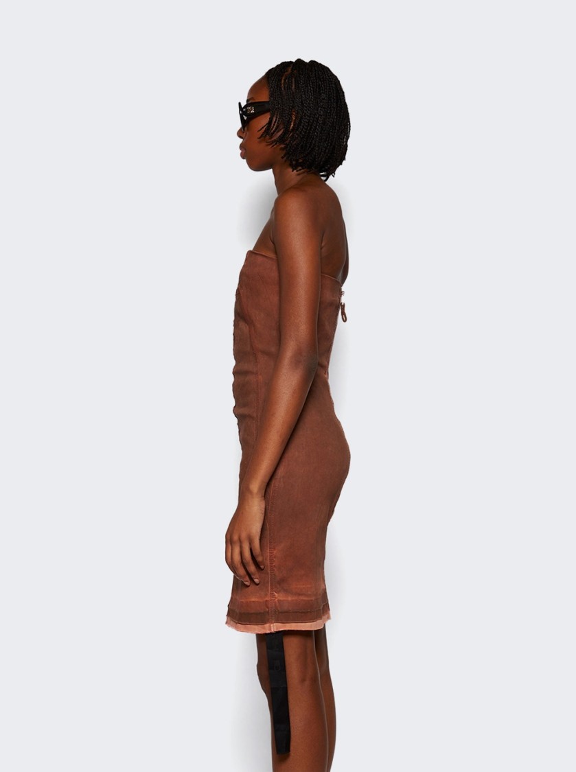 Rick Owens Drkshdw Drkshdw By Rick Owens Splintered Stretch Denim Bustier Dress In Brown