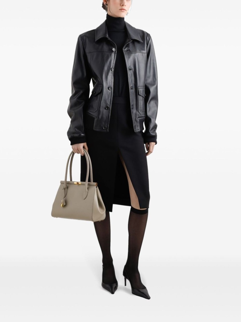 Dolce & Gabbana Grey Leather Handbag In Grey