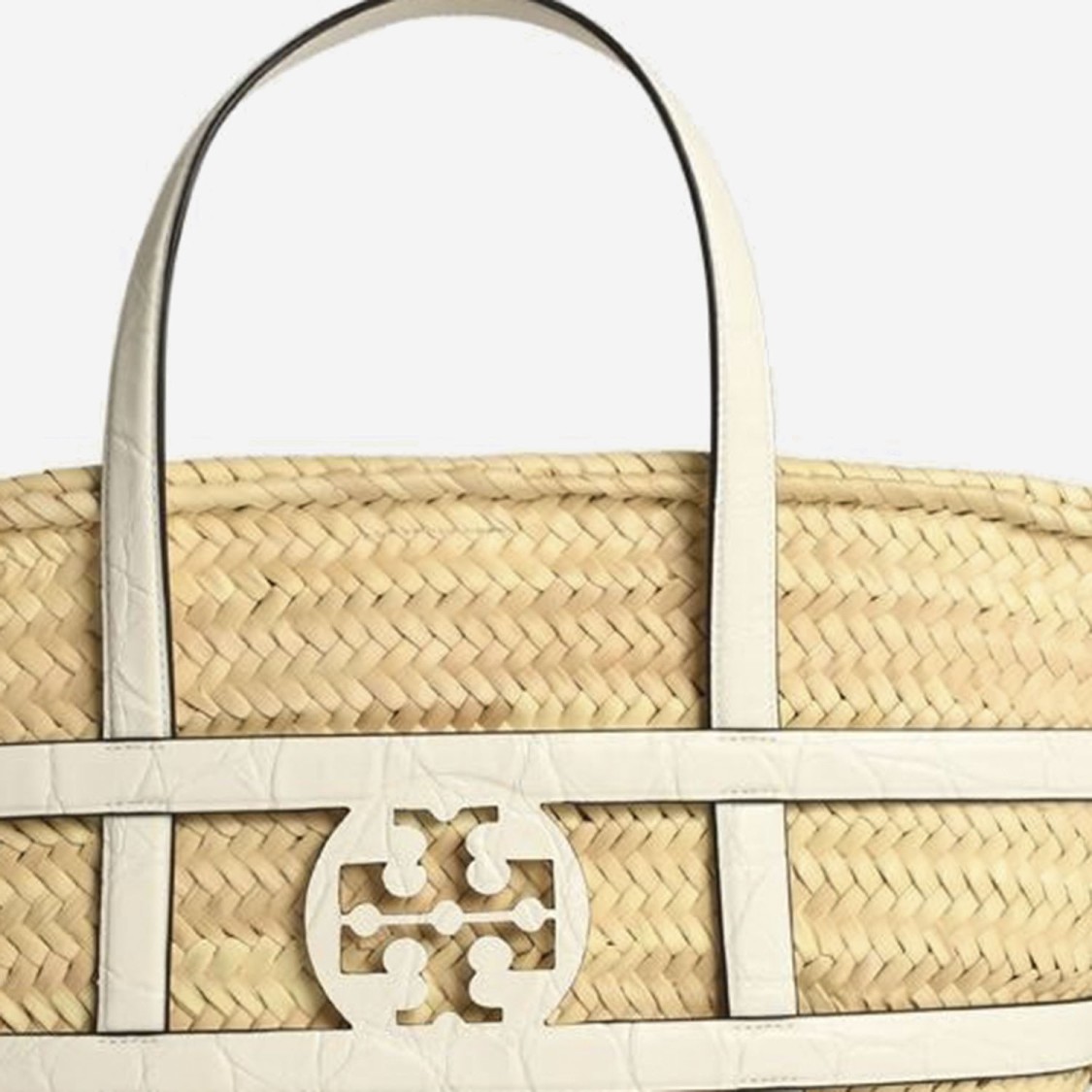 Tory Burch Ella White Basket Straw Shopping Bag In Neutral