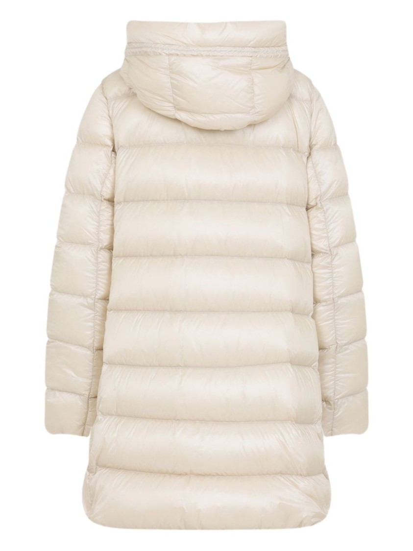 Moncler Suyenne Light Beige Polyamide Long Parka In White