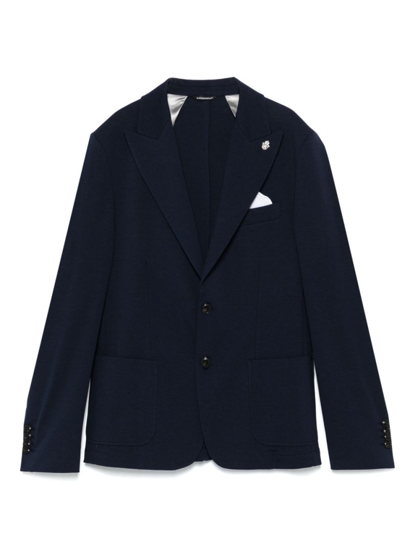 Shop Daniele Alessandrini Blue Jacket With Classic Lapel