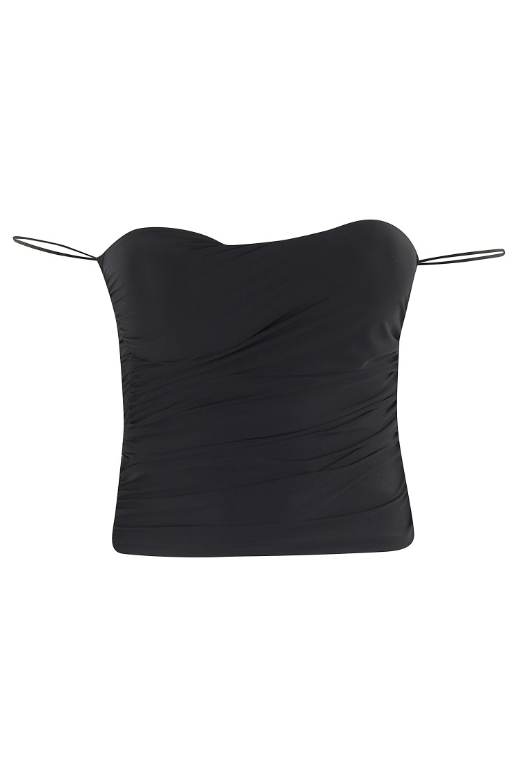 Amazuìn Amazuin Rosie Draped Black Bustier With Structured Cups In Black