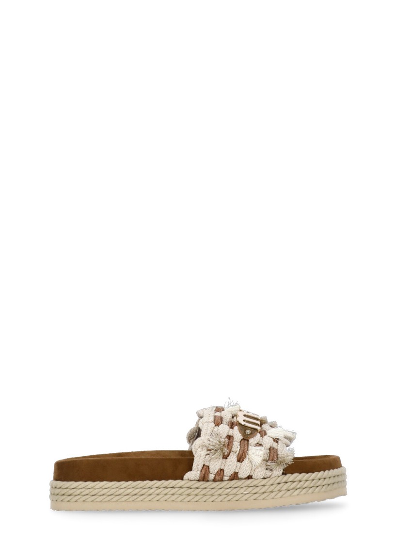 Shop Mou Beige Monoband Rope Sandals