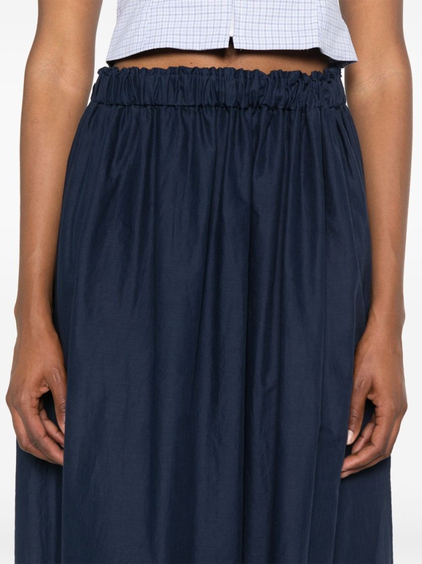 Jucca Navy Blue Cotton Midi Skirt In Blue