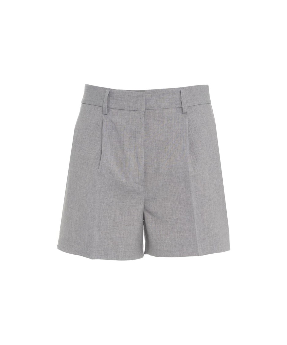OTTOD'AME OTTOD'AME PLEATED GREY SHORTS WITH FUNCTIONAL POCKETS