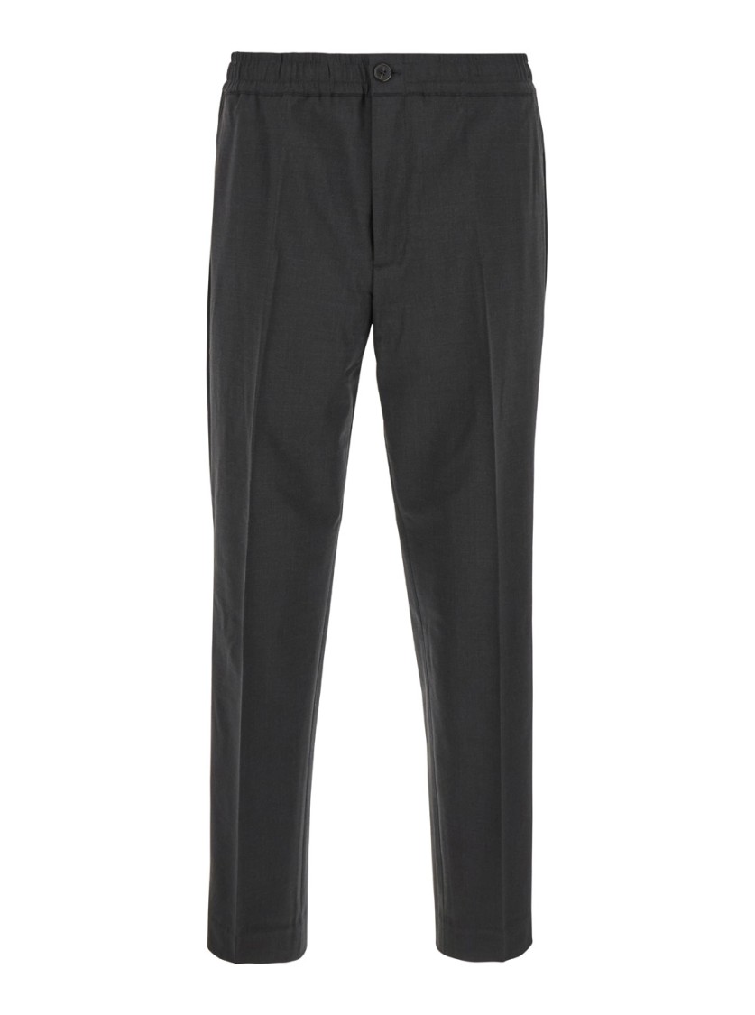 Theory 'larin' Grey Pants With Elastic Waistband In Tech Fabric Man In Grey