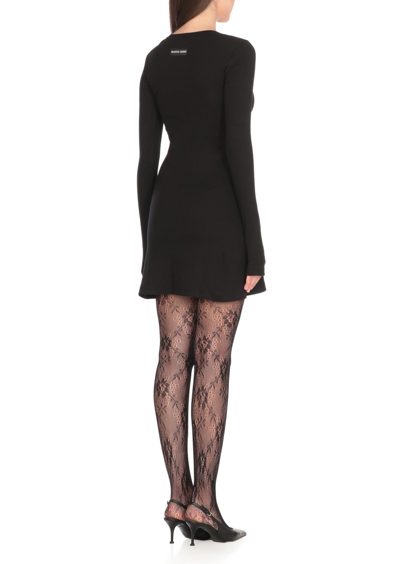 Marine Serre Crescent Moon-embroidered Mini Dress In Black