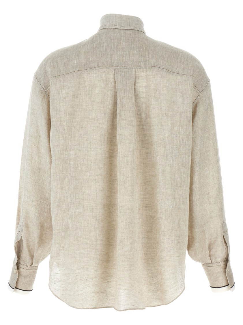 Brunello Cucinelli Relaxed-fit Linen Shirt With Contrast Stitching