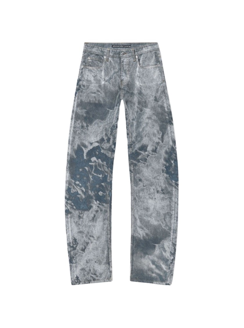 Alexander Wang Low Rise Bowed Gusset Jean Washed Smoke White In Blue
