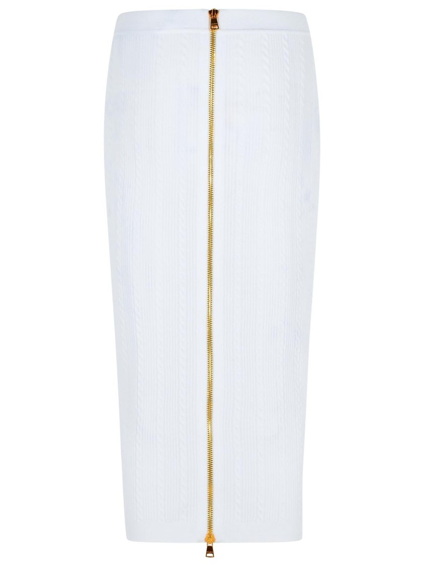 Balmain Long Skirt In White Viscose Blend Women In White