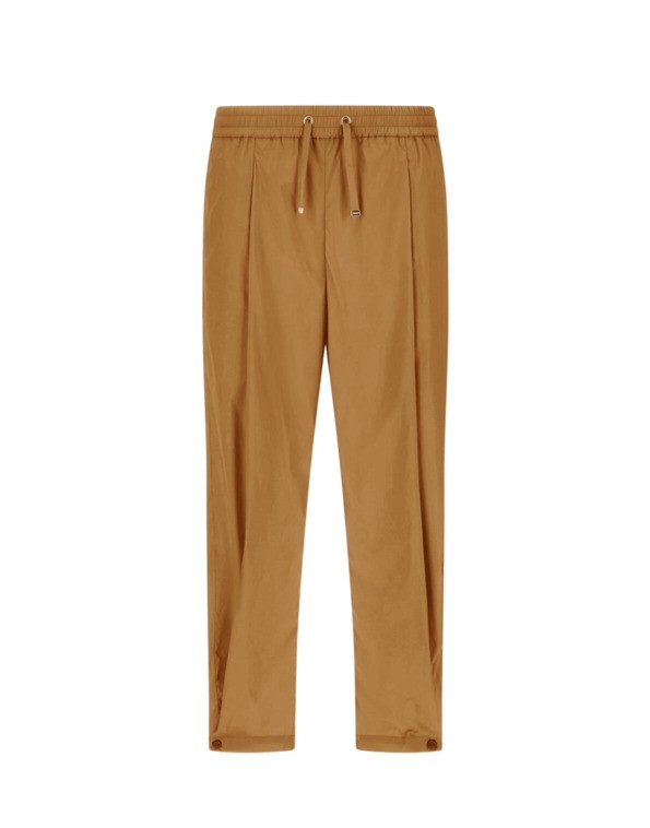 Herno Camel Wide-cut Trousers With Adjustable Ankle Features