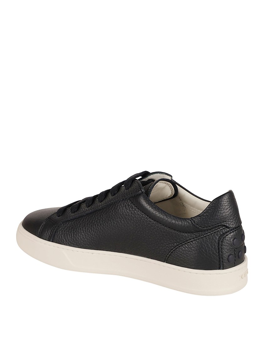 Tod's Calfskin Sneakers With Embossed Pebbles In Black