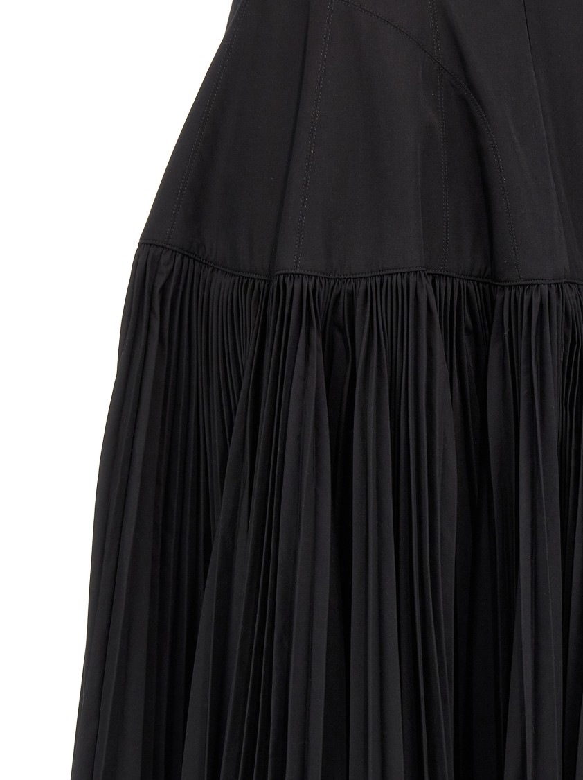Giovanni Bedin Long Dress With Wide Pleated Skirt In Black